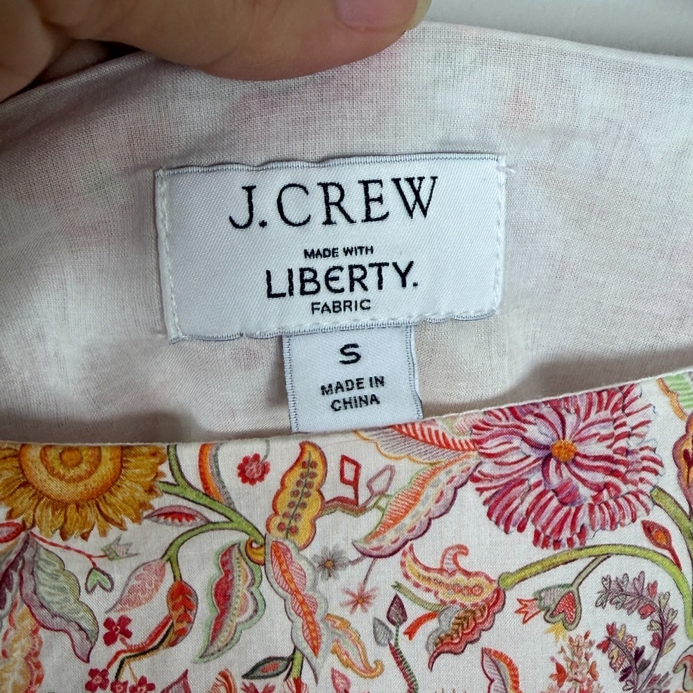 J.Crew Liberty Garden of Life Crop Top Bell Sleeve Floral Cottagecore Cotton SzS - Picture 5 of 10